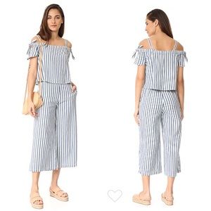 Madewell Striped Cold-Shoulder Jumpsuit